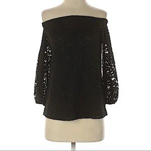 Ann Taylor Blouse Lace, Off-The-Shoulder, 3/4 Sleeve Shirt